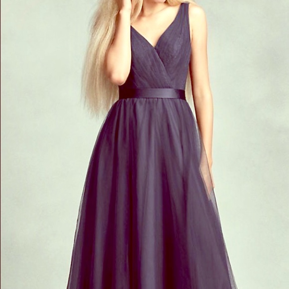 White by Vera Wang Tulle Lace Size 8 Midnight Navy